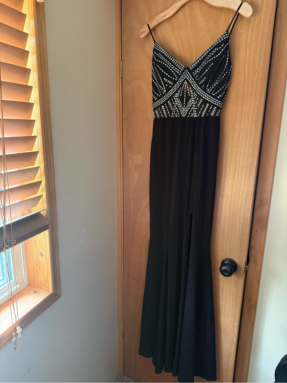Windsor Black Sparkly Spaghetti-Strap Dress
